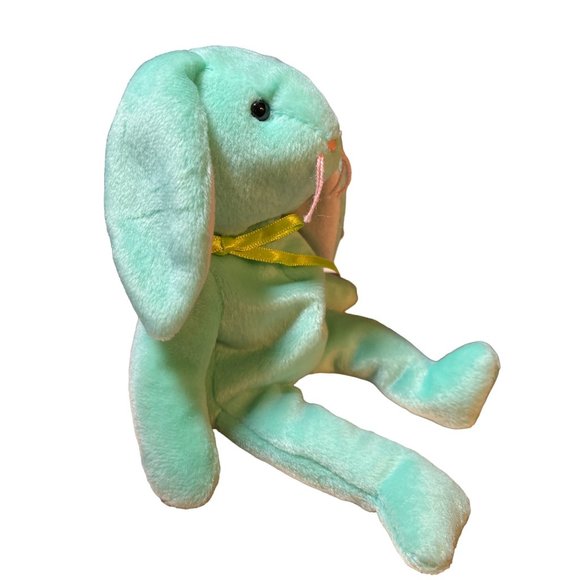 Ty Beanie Babies Hippity the Bunny Beanie Baby Plush Green - Picture 3 of 11